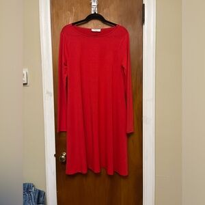 Deana Red Long Sleeve Dress